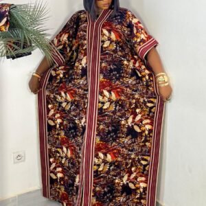 Robe wax marron feuillage C22