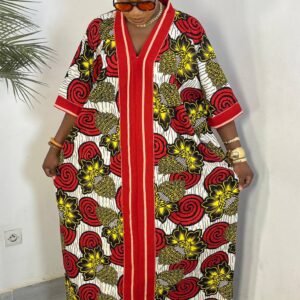 Robe wax rouge blanche C19