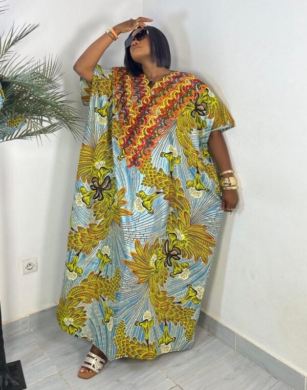 robe pagne jaune élégante femme Abidjan Côte d’Ivoire