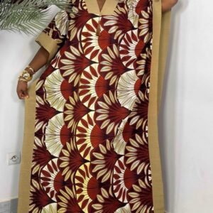 Robe wax éventail beige rouge C12