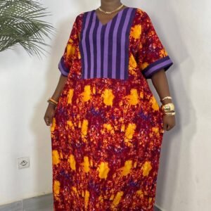 Robe africaine bordeaux femme C11
