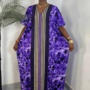 Robe longue wax violette C1